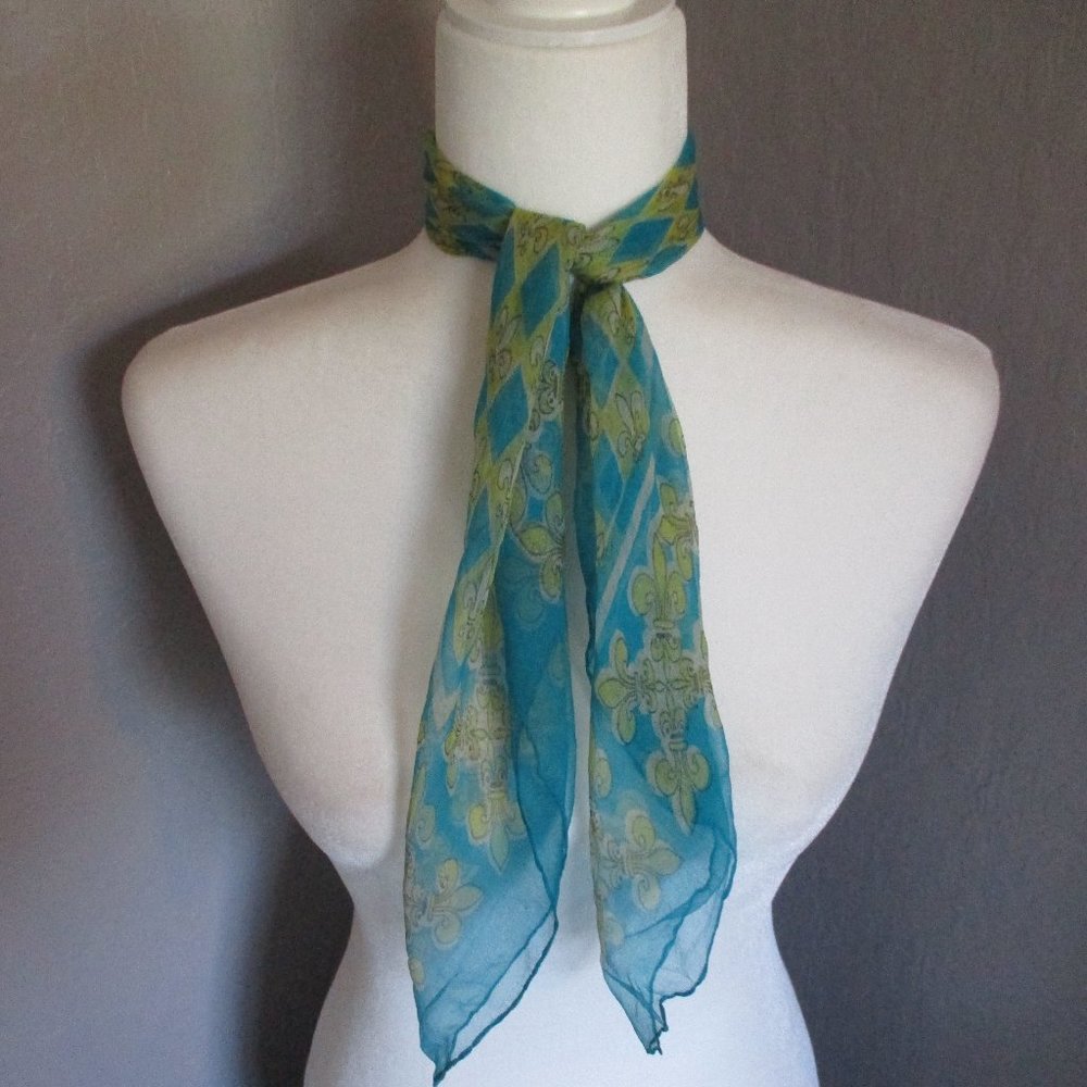 1950's fleur de lis sheer scarf